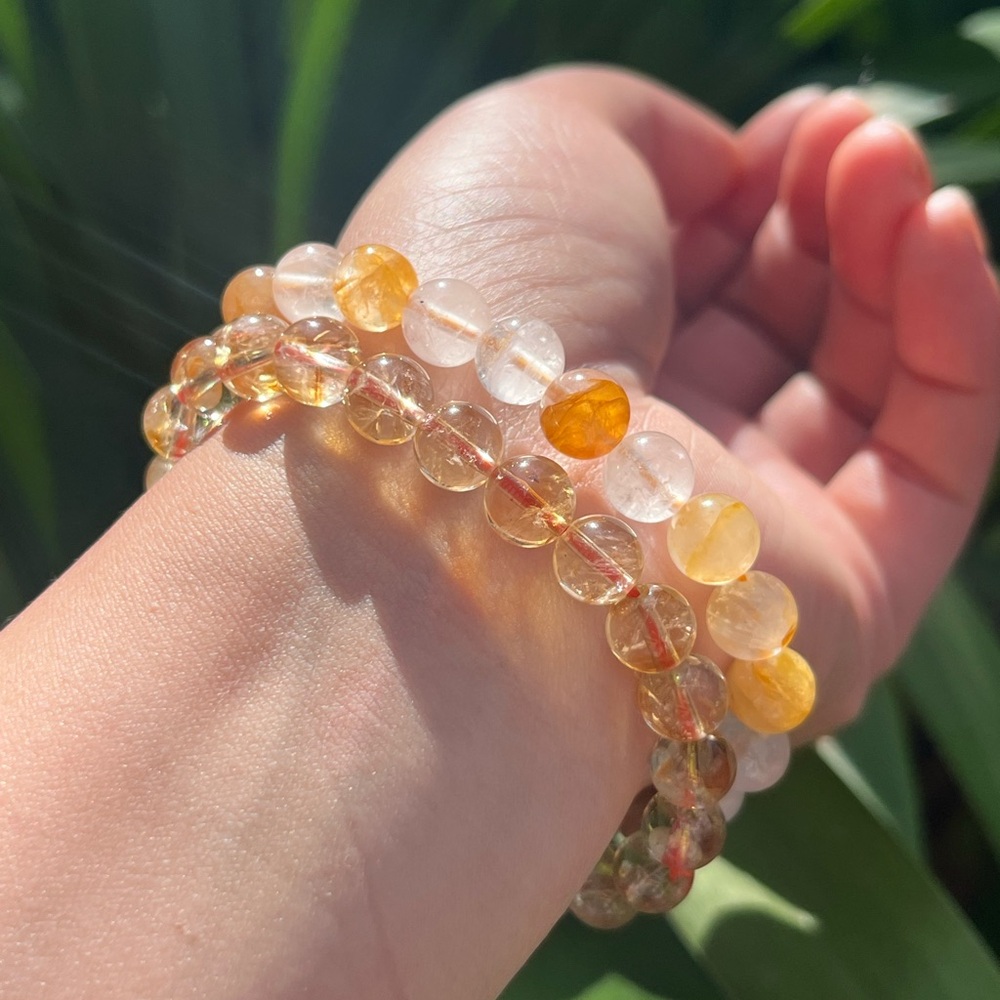 8mm stretchable citrine golden healer set‎
